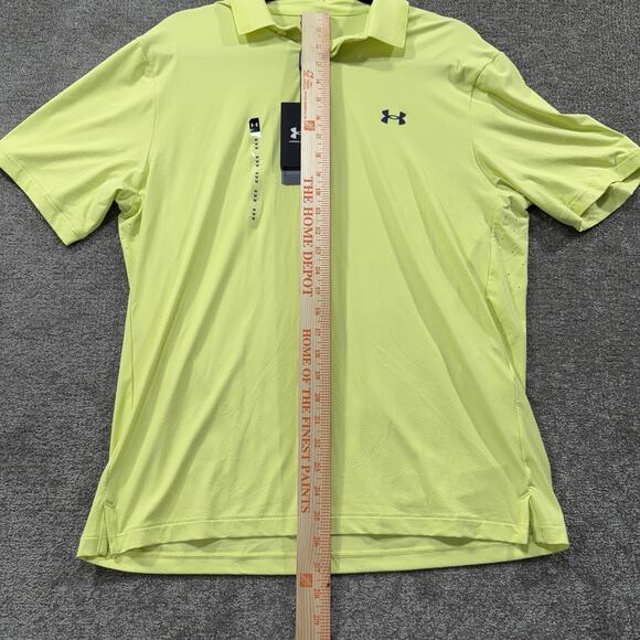 Under Armour Drive Chill Polo Medium Avocado Yellow Iso-Chill UPF 50+ Loose Golf - Picture 3 of 12
